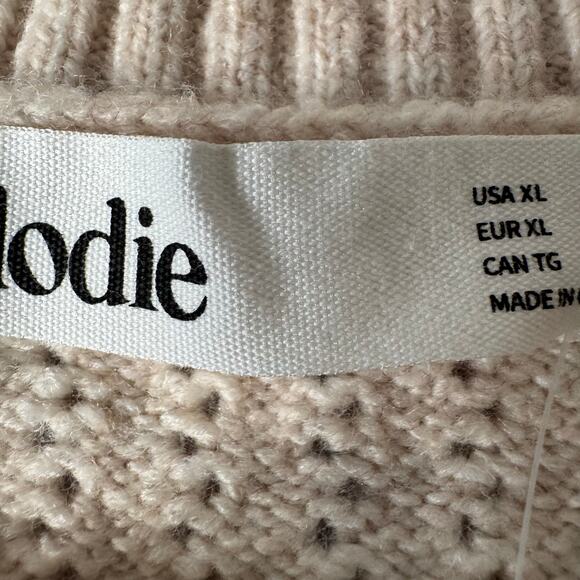 Elodie Women’s Crew Neck Knit Pullover Cream Crop Sweater NWT Cozy size Small - Picture 6 of 8
